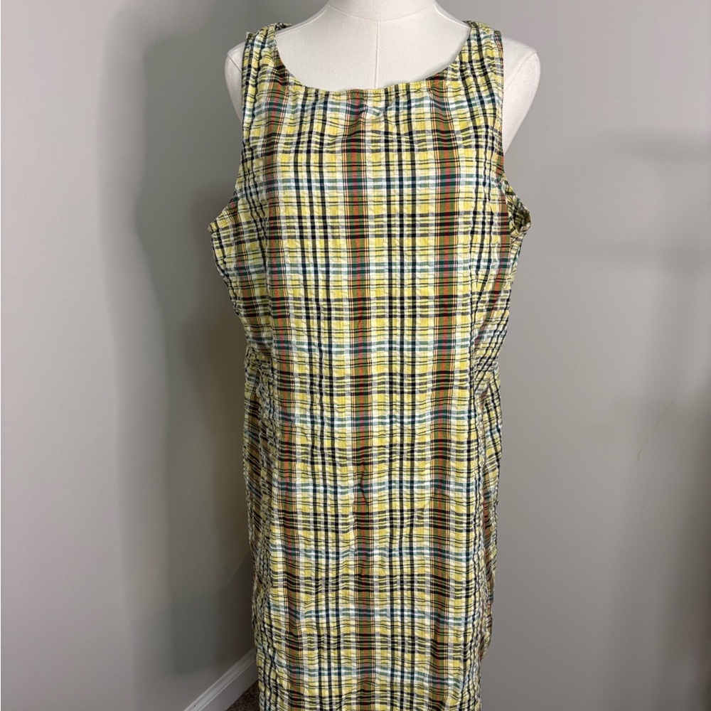 Vintage Plaid Sleeveless Dress - Yellow and Brown XL size 18